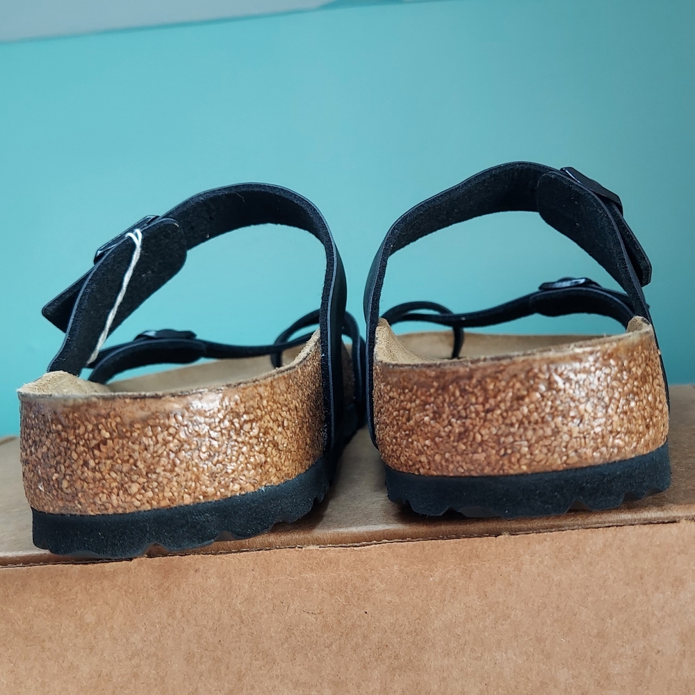 Birkenstock Black Leather Sandals Women Size 11 (EU 42) Or Men's Size 9 NWT - Picture 12 of 16